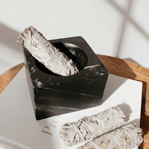 Black Marble Sage Bowl | Smudging Bowl