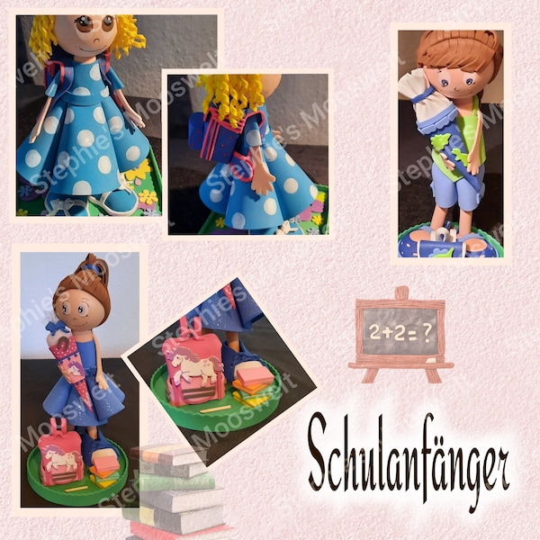 personalisierte Puppe "Schulanfang" incl. Ranzen & Zuckertüte nach Fotovorlage