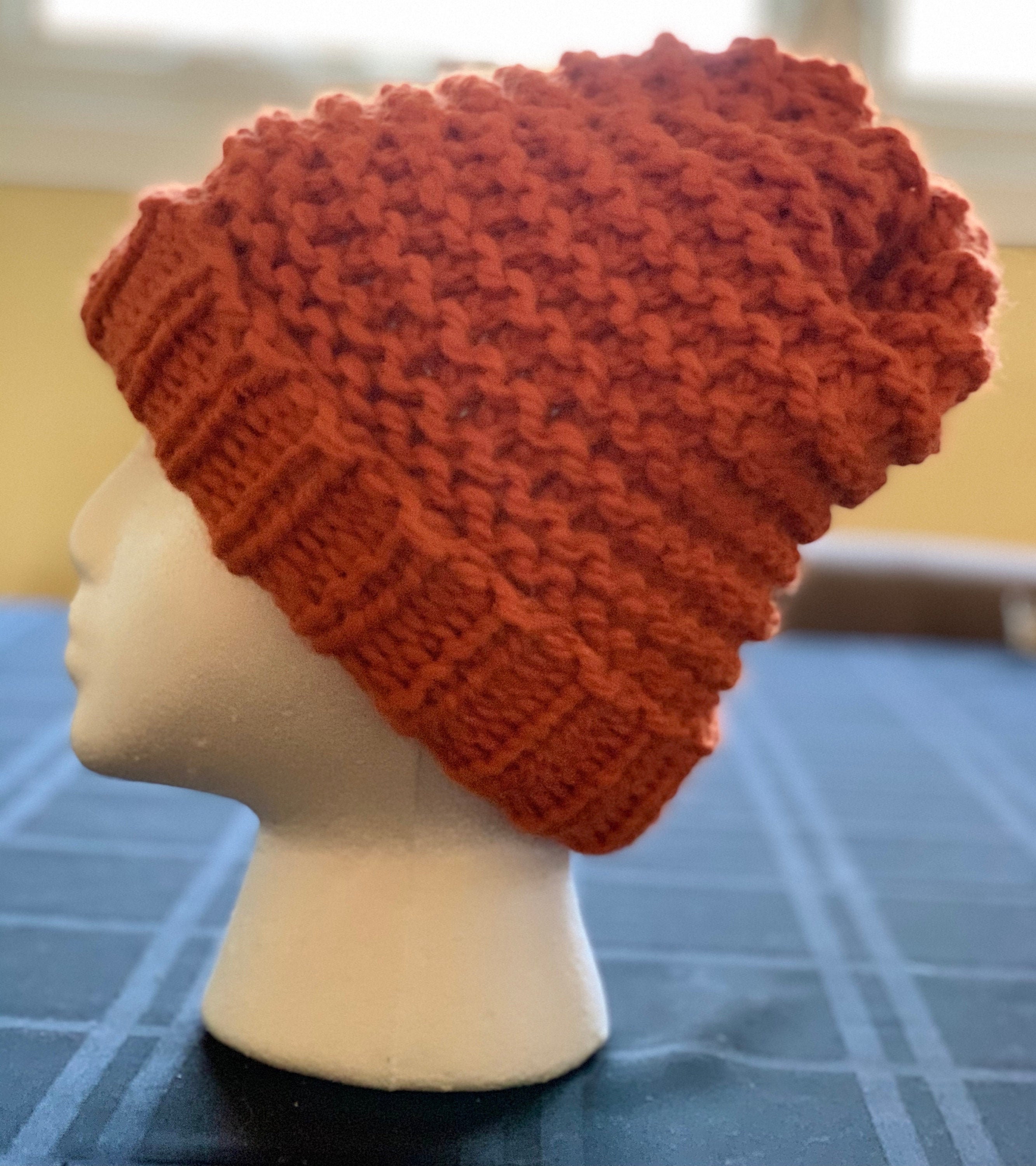 Warm Knit Orange Unisex Hat Etsy