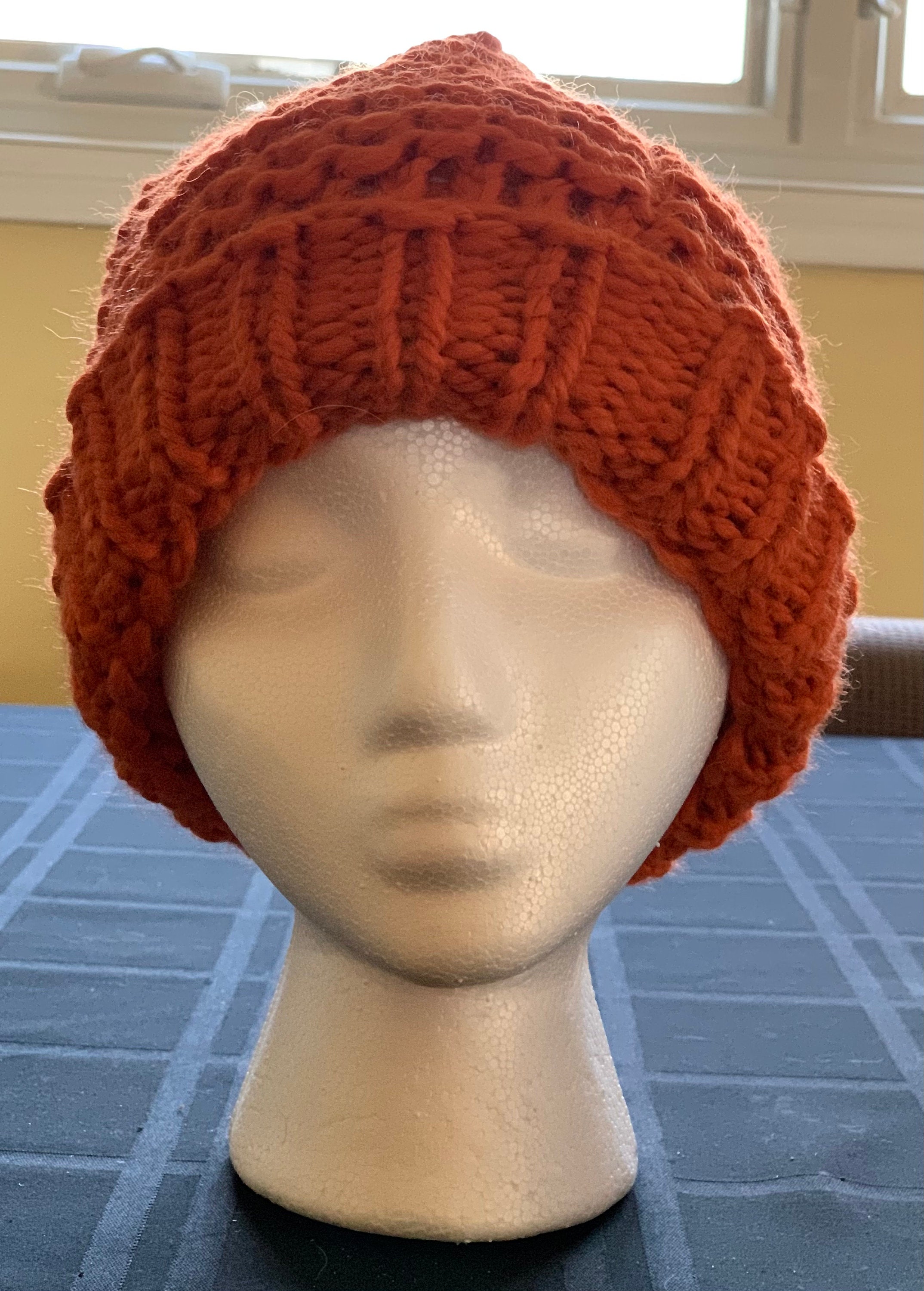 Warm Knit Orange Unisex Hat Etsy