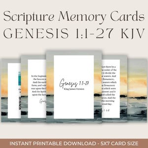 Génesis 1:1-27 KJV Tarjetas de memoria de las Escrituras 5x7 / Descarga digital