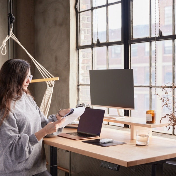 Handmade Maple Solid Wood Standing Desk Made in Canada - Pioneer | burotic