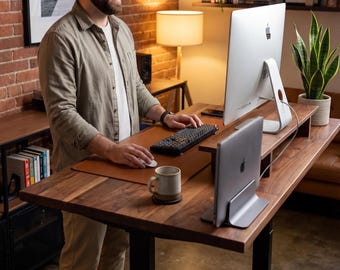 Walnut Solid Wood Electric Standing Desk, Height Adjustable, Burotic