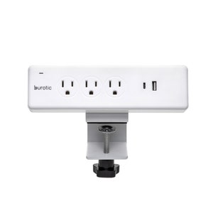 On-Desk Power Bar 3 Power Outlets with USB-A and USB-C Black and White burotic White