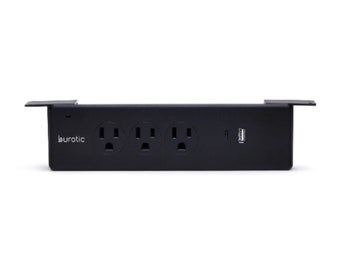 Under-Desk Power Bar - 3 Power Outlets with USB-A and USB-C (Black and White) | burotic