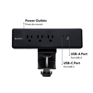 On-Desk Power Bar 3 Power Outlets with USB-A and USB-C Black and White burotic image 4