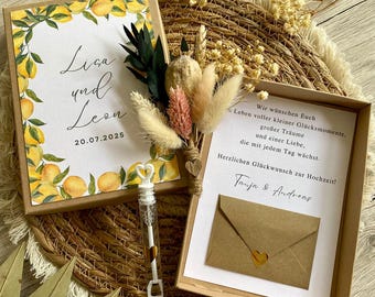 Personalized money gift for a wedding | Gift box for money | Wedding card | Mediterranean wedding gift box | Lemon pattern