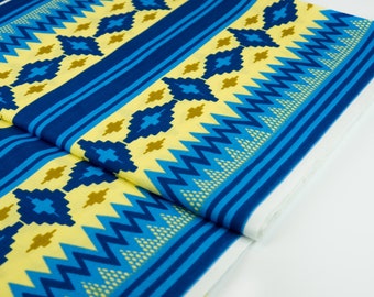 Baumwollstoff - Kente - Aayana - traditioneller Afrikanischer Stoff aus Ghana, Westafrika - Waxprint aus Afrika,  Ankara Wax blau - ab 0,5m