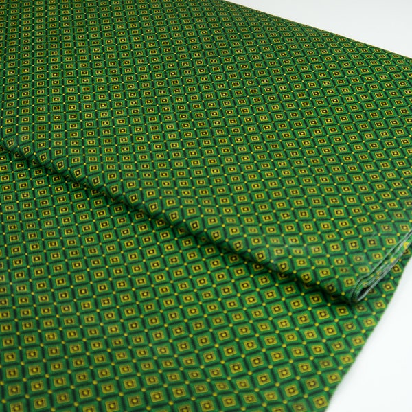 Cotton fabric Shweshwe - Green Diamonds - ethnic fabric - meter goods from South Africa - African fabric - from 0.5 meters