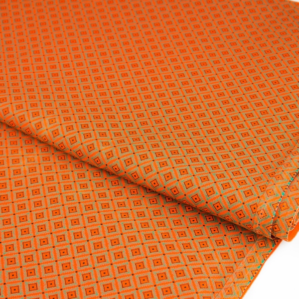 Shweshwe cotton fabric - Orange Diamonds - ethnic fabric - meter goods from South Africa - African fabric - fair trade - from 0.5 meters