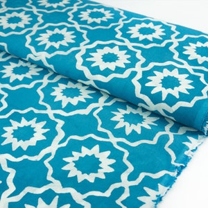 Organic batik fabric Chroma Sky Blue - cotton fabric - African batik wax print - fair trade ethno fabric from Ghana - from 0.5 meters
