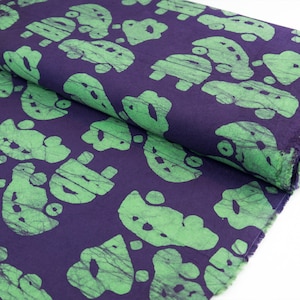 Organic batik fabric Cars Lime - cotton fabric - African batik wax print - fair trade ethno fabric from Ghana - from 0.5 meters