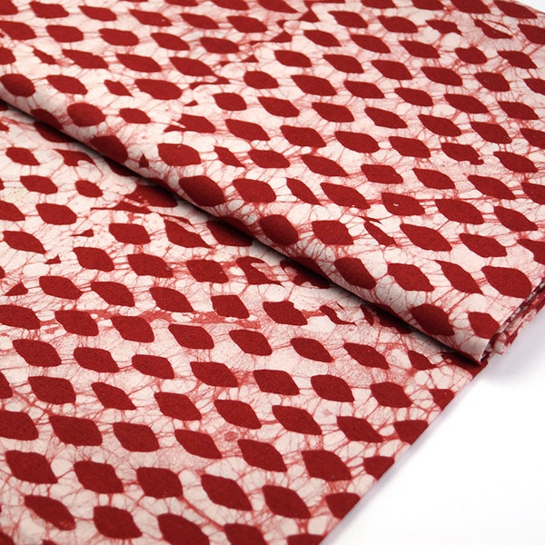 African batik fabric Diamond Red - organic cotton fabric from Togo Waxprint handmade, fair trade from 0.5 meters