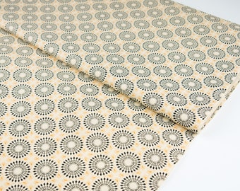 Tissu en coton Shweshwe - fleurs de lance beige - tissu ethno - vendu au mètre d'Afrique du Sud - tissu africain - à partir de 0,5 mètre