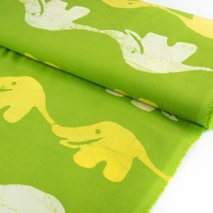 Organic batik fabric Elephant Lime - cotton fabric - African batik wax print - fair trade ethno fabric from Ghana - from 0.5 meters