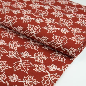 Batik Stoff Baumwolle - Red Maple Leaf - Zum nähen, patchworking & quilten. Für Mode und Dekor. Meterware ab 0,5m