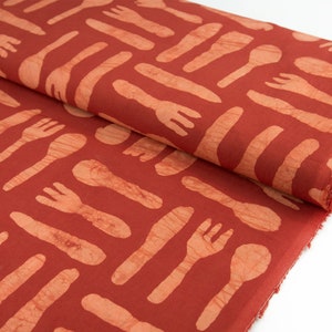 Tessuto batik organico Silverware Brickred - tessuto di cotone - stampa di cera batik africana - tessuto etnico del commercio equo e solidale del Ghana - da 0,5 metri