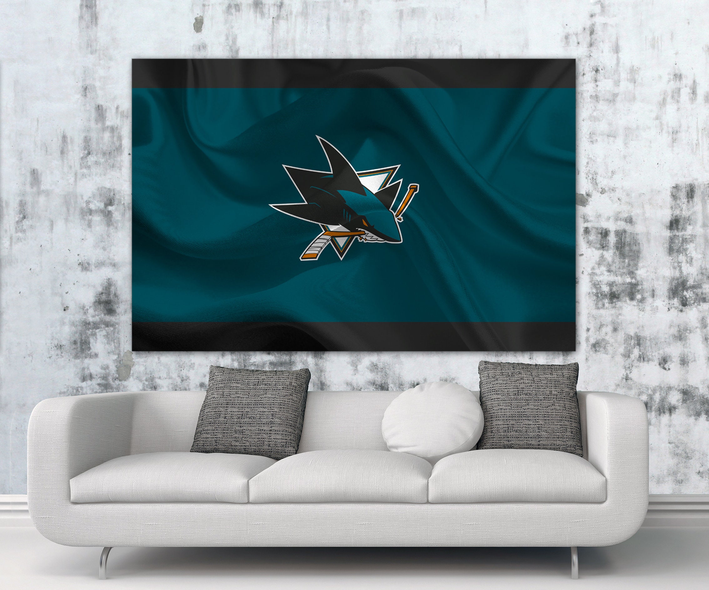 San Jose Sharks Wall Painting 5 Piece Canvas Wall Art Flag Etsy UK