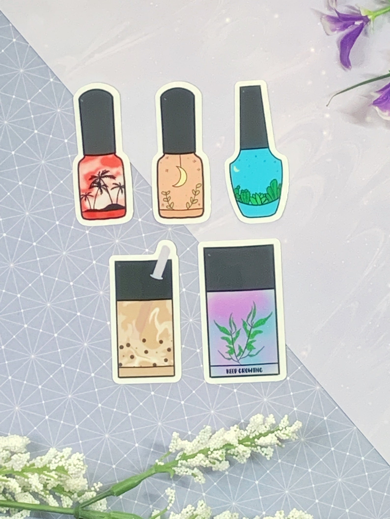 Nail Polish Sticker Set Glossy Die Cut Sticker Waterproof Etsy