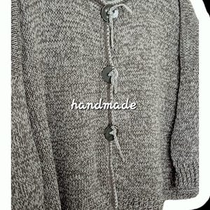 Cardigan hand-knitted Plus Size Oversized Lagenlook casual in grey made of soft cotton