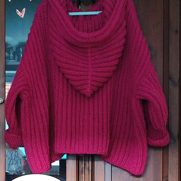 Strickjacke Hoodie handgestrickt Plus Size Oversize Lagenlook flauschig weich in toller Farbe