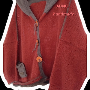 Cardigan Hoodie hand-knitted Plus Size Oversize layered look fluffy in great colors