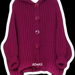 Cardigan Hoodie hand-knitted Plus Size Oversize fluffy soft in Pink