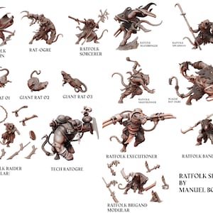 Ratfolk Collection Manuel Boria 3d Miniature Tabletop/ RPG /JRPG/  DnD  28-32mm