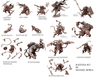 Ratfolk Collection Manuel Boria 3d Miniature Tabletop/ RPG /JRPG/  DnD  28-32mm