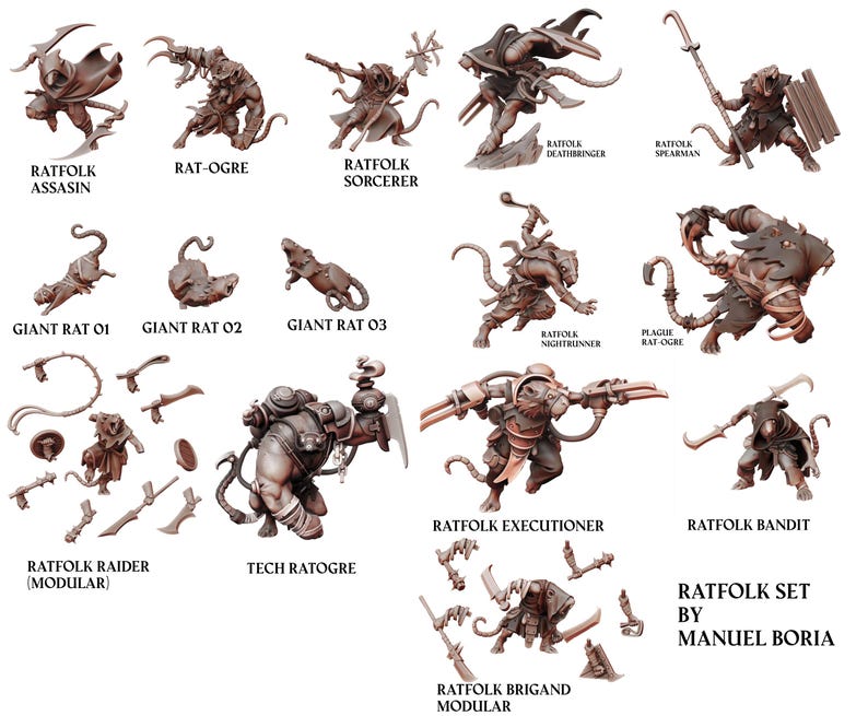 Rat Executioner Ratfolk Collection Manuel Boria 3d Miniature Tabletop/ RPG /JRPG/ Dnd ...