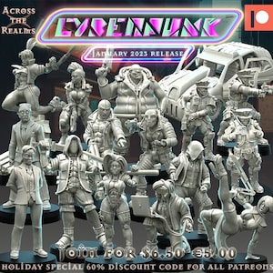 Cyberpunk Januar 2023 Across the Realms 32mm 3D Miniatur Tabletop / Rollenspiel / JRPG