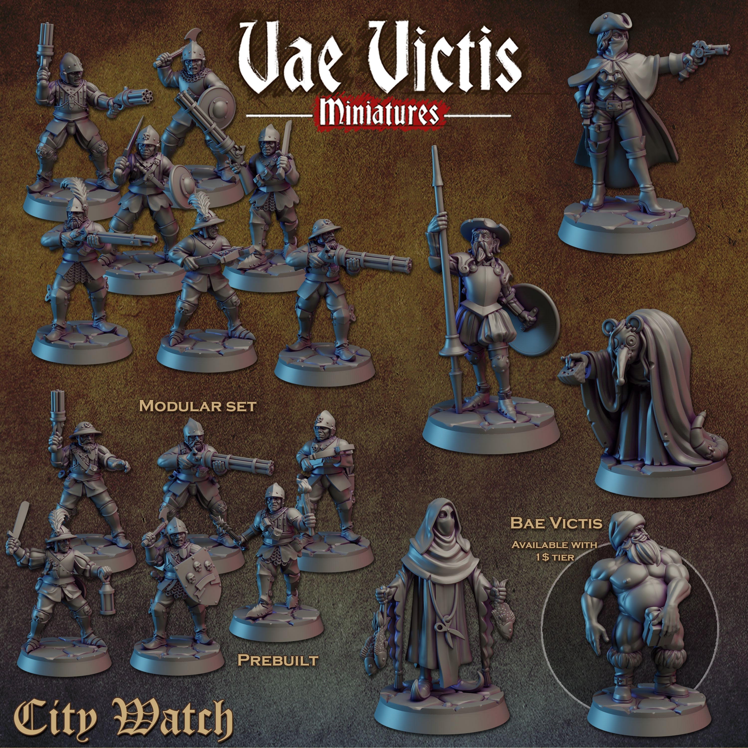 City Watch December 2023 set 28-32mm Vae Victis Miniatures 3d Miniature Tabletop/ RPG/ DnD