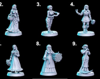 Peasant & Trades NPC&#39;s 28-32mm Miniatures by RNE Studio 3d Miniature Tabletop/ RPG/ DnD