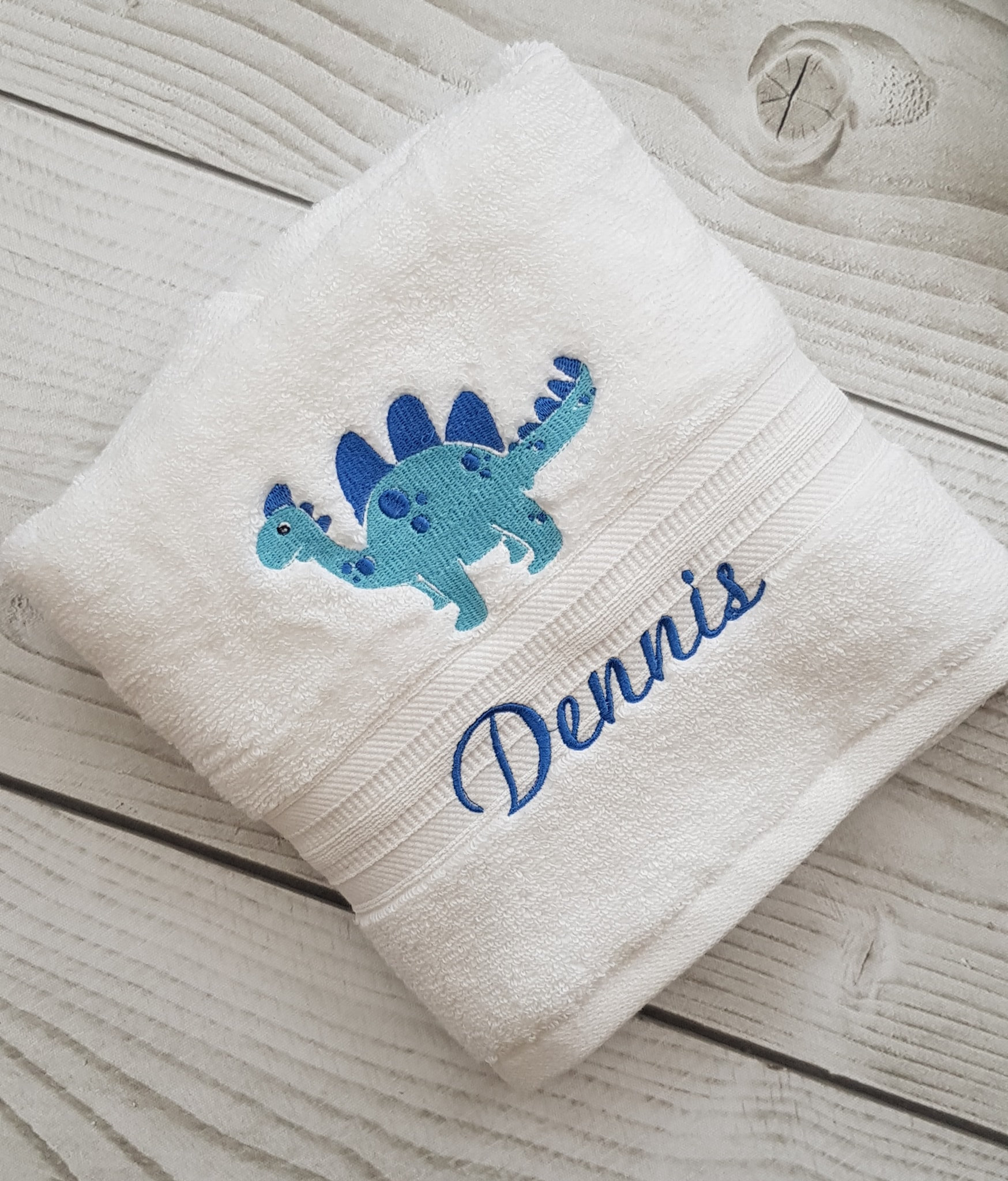 Embroidered Personalised Dino Dinosaur Bath Towel Kids Towel Etsy UK