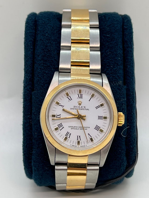 Rolex Oyster Perpetual Two Tone 31mm White Roman Dial… Gem