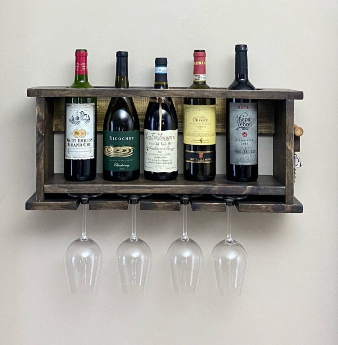 Wine Bottle and Wine Glass Wall Mount Display bonus Italian Etsy