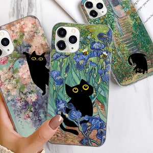 Custodia per telefono con motivo meme Cat Art Van Gogh per iPhone 17 Pro Max 16 15 14 13 12 11 Samsung S26 Ultra S25 FE S24 Plus A16 A17 A56 A57 Pixel 10 9A