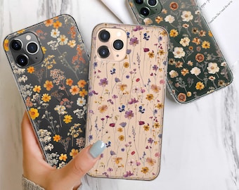 Boho Wildflower Phone Case - Floral Cover for iPhone 17 Pro Max 16 15 14 13 12 11 Samsung S26 Ultra S25 FE S24 Plus A17 A56 A57 Pixel 10 9A