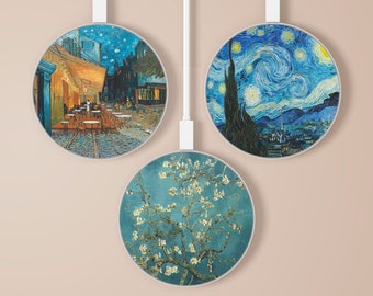 Vincent Van Gogh Wireless Charger Iconic Art Charging Station for iPhone 13 12 11 Pro Max 7 8 Plus SE 2020 X XR Samsung S22 S21 S20 FE Ultra