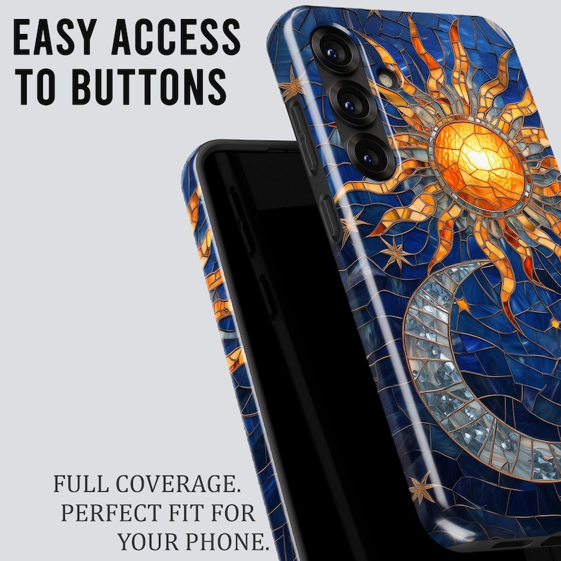 Celestial Stained Glass Phone Case – Sun Moon Art Cover for Samsung S26 Ultra S25 S24 FE S23 A17 iPhone 17 Pro Max 16 15 Plus 14 Pixel 10 9A image 15