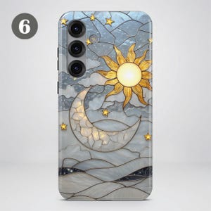 Celestial Stained Glass Phone Case – Sun Moon Art Cover for Samsung S26 Ultra S25 S24 FE S23 A17 iPhone 17 Pro Max 16 15 Plus 14 Pixel 10 9A image 10