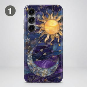 Celestial Stained Glass Phone Case – Sun Moon Art Cover for Samsung S26 Ultra S25 S24 FE S23 A17 iPhone 17 Pro Max 16 15 Plus 14 Pixel 10 9A image 5