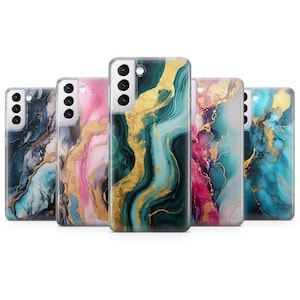Coque de téléphone en marbre avec coque dorée pour Samsung S25 S24 FE S23 Ultra S22 Plus S21 S20 Note 20 A13 A15 A16 A21 A26 A33 A36 A52 A53 A54 A55 A56