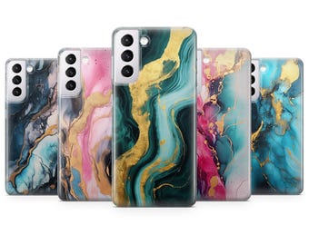 Marble Phone Case – Gold Abstract Ink Cover for Samsung S26 Ultra S25 FE S24 Plus S23 A57 A56 A17 A16 iPhone 17 16 15 14 13 12 11 Pixel 10 9