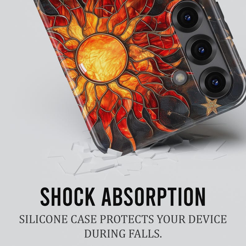 Celestial Stained Glass Phone Case – Sun Moon Art Cover for Samsung S26 Ultra S25 S24 FE S23 A17 iPhone 17 Pro Max 16 15 Plus 14 Pixel 10 9A image 14
