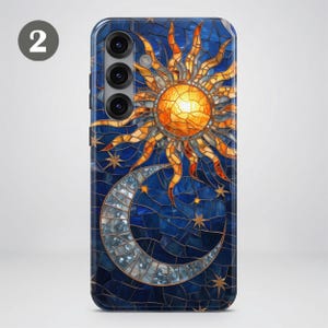 Celestial Stained Glass Phone Case – Sun Moon Art Cover for Samsung S26 Ultra S25 S24 FE S23 A17 iPhone 17 Pro Max 16 15 Plus 14 Pixel 10 9A image 6