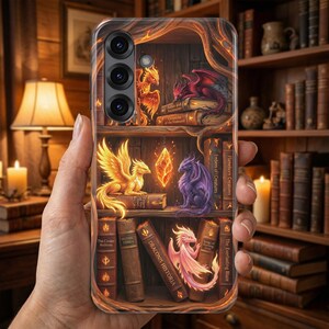Telefoonhoesje met boekenthema – Fantasy Bookshelf-hoesje voor Samsung S26 Ultra S25 FE S24 S23 A17 A57 iPhone 18 Pro Max 17 16 15 Plus 14 Pixel 11 10A afbeelding 3