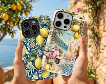 Italian Phone Case Amalfi Coastal Cover with Lemon for iPhone 17 Pro Max 16 15 14 13 Samsung S26 Ultra S25 S24 FE S23 Plus A17 Pixel 10 9A