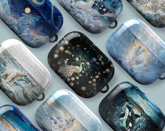 Stained Glass Animal Airpods Case – Winter Art Cover for Airpods Pro 4 3 2 1 Samsung Galaxy Buds Pro 2 FE Live Plus Google Pixel Buds Pro 2