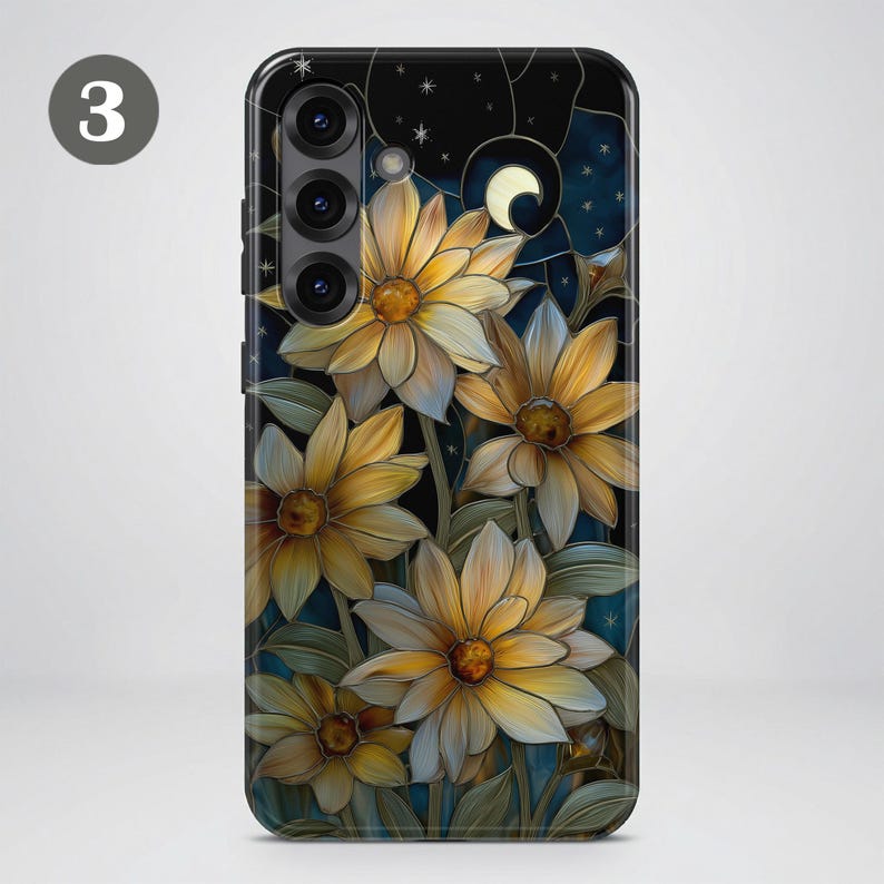 Stained Glass Floral Phone Case – Flower Art Cover for Samsung S26 Ultra S25 S24 FE S23 A17 iPhone 17 Pro Max 16 15 Plus 14 13 Pixel 10 9A image 7